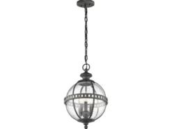 Jugendstil Pendelleuchte HALLERON für Innen & Außen, Anthrazit Ø30,5cm