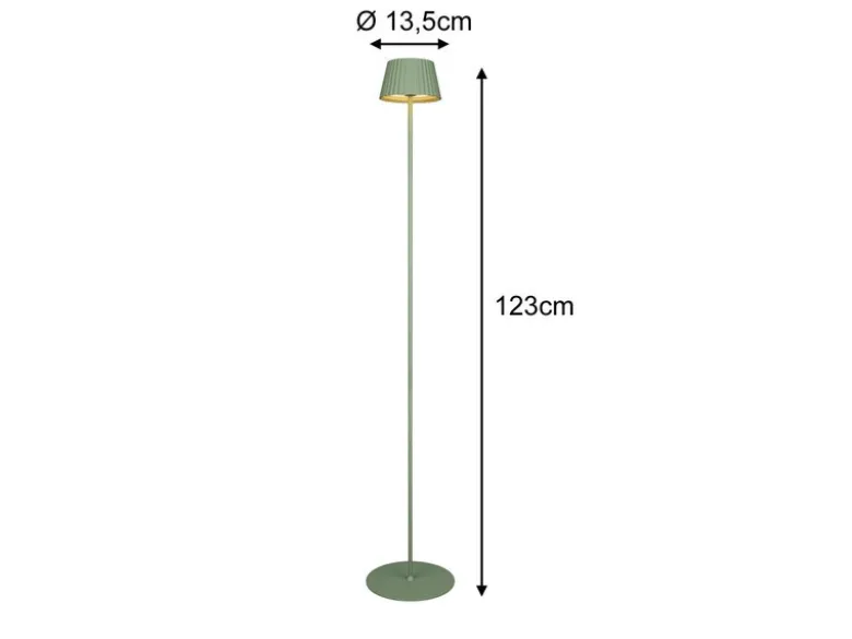 Kabellose Akku Stehlampe SUAREZ dimmbar für Innen & Außen, Grün - 123cm klein
