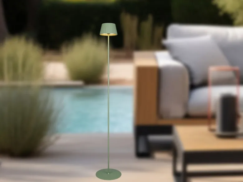 Kabellose Akku Stehlampe SUAREZ dimmbar für Innen & Außen, Grün - 123cm klein