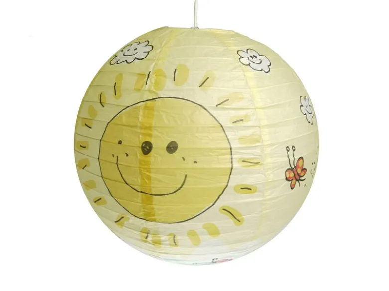 Kinder Papierlampe SONNEN Motiv Lampenschirm Ø 40cm Pendelleuchte mit Aufhängung