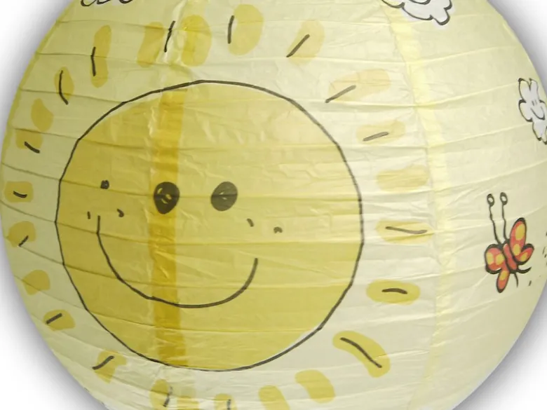Kinder Papierlampe SONNEN Motiv Lampenschirm Ø 40cm Pendelleuchte mit Aufhängung