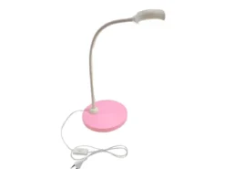 Kinder Schreibtischleuchte Pastellrosé-Grau Flexarm & LED-Leuchtmittel Höhe 43cm