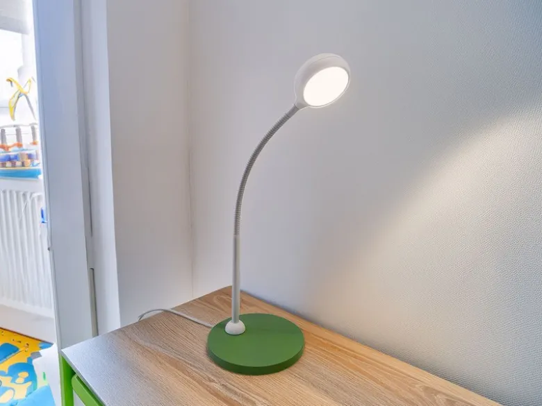 Kinder Schreibtischleuchte Grün-Grau mit Flexarm & LED-Leuchtmittel, Höhe 43cm