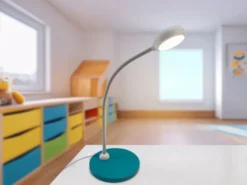 Kinder Schreibtischleuchte Blaugrün-Grau Flexarm & LED-Leuchtmittel, Höhe 43cm