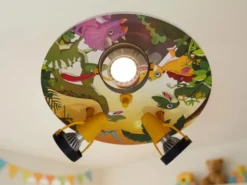 Kinderzimmer Deckenstrahler 3-flammig mit Dino Motiv, Ø 35cm