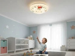 Kinderzimmer Lampe RITTER THEO Deckenlampe Opalweiß & bunt Ø 35cm
