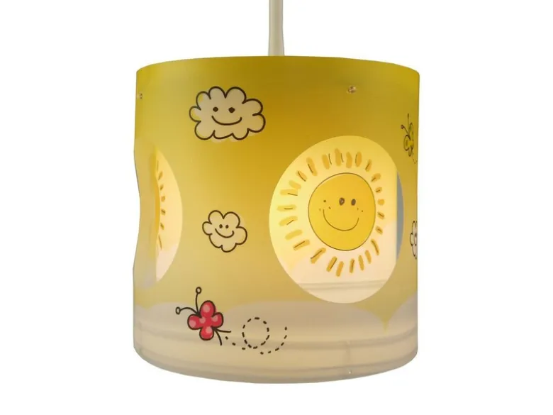 Kinderzimmer Pendelleuchte Lampenschirm drehend Motiv Sonne – tolle Lichteffeke