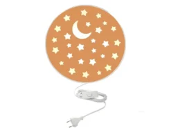 Kinderzimmer Wandlampe mit Mond & Sternen Pfirsichfarben, Schalter, Ø 25cm