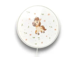 Kinderzimmer Wandlampe PONY PAULA mit Kabel, Stecker & Schalter, Ø 25cm