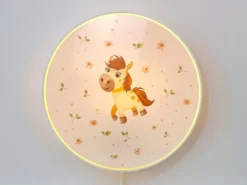 Kinderzimmer Wandlampe PONY PAULA mit Kabel, Stecker & Schalter, Ø 25cm