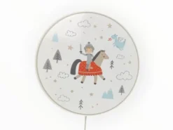 Kinderzimmer Wandlampe Ritter Ø 25cm mit Schalter, Kabel, Stecker & E14 LED