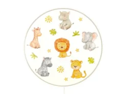 Kinderzimmer Wandlampe Safari Ø 25cm mit Schalter, Kabel, Stecker & E14 LED