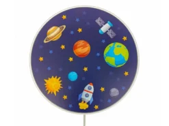 Kinderzimmer Wandlampe Weiß mit Weltall Motiven Schalter und Stecker, Ø 25cm