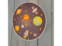 Kinderzimmer Wandlampe Weiß mit Weltall Motiven Schalter und Stecker, Ø 25cm