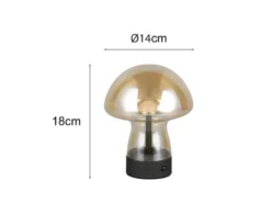 Kleine Akku Tischlampe DOOLEY aus Glas Bernsteinfarben, Höhe 18cm