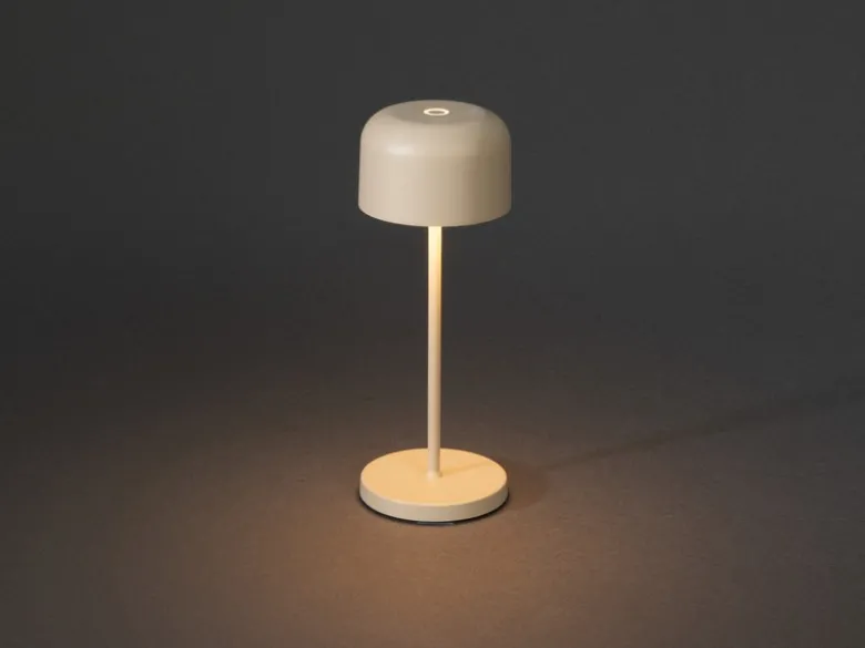 Kleine Akku Tischleuchte LILLE per USB aufladbar, Beige Höhe 20cm