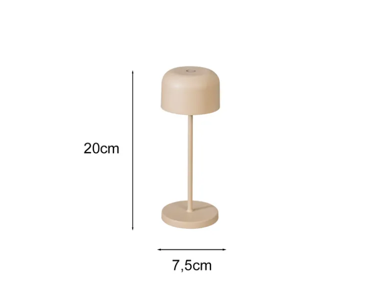 Kleine Akku Tischleuchte LILLE per USB aufladbar, Beige Höhe 20cm