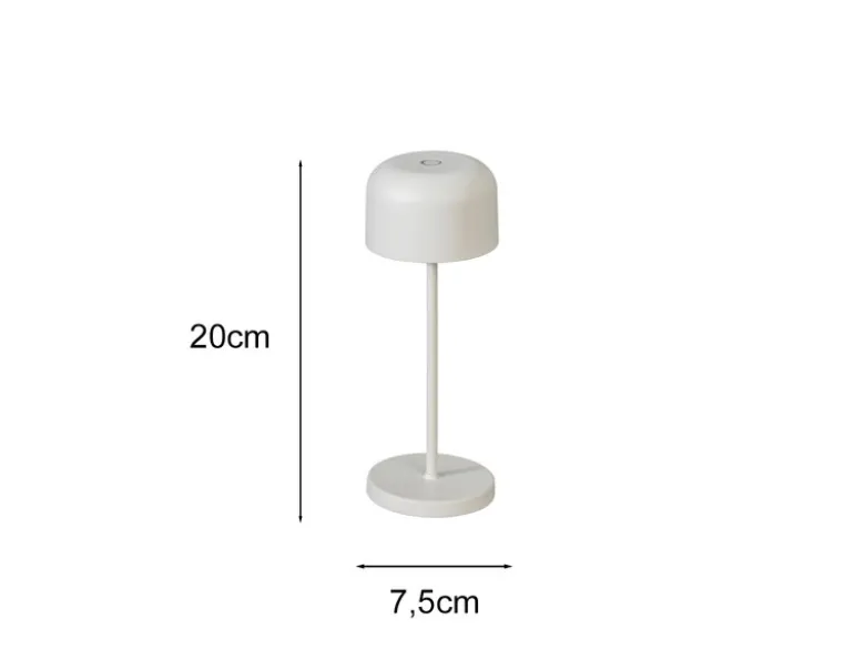 Kleine Akku Tischleuchte LILLE per USB aufladbar, Weiß Höhe 20cm