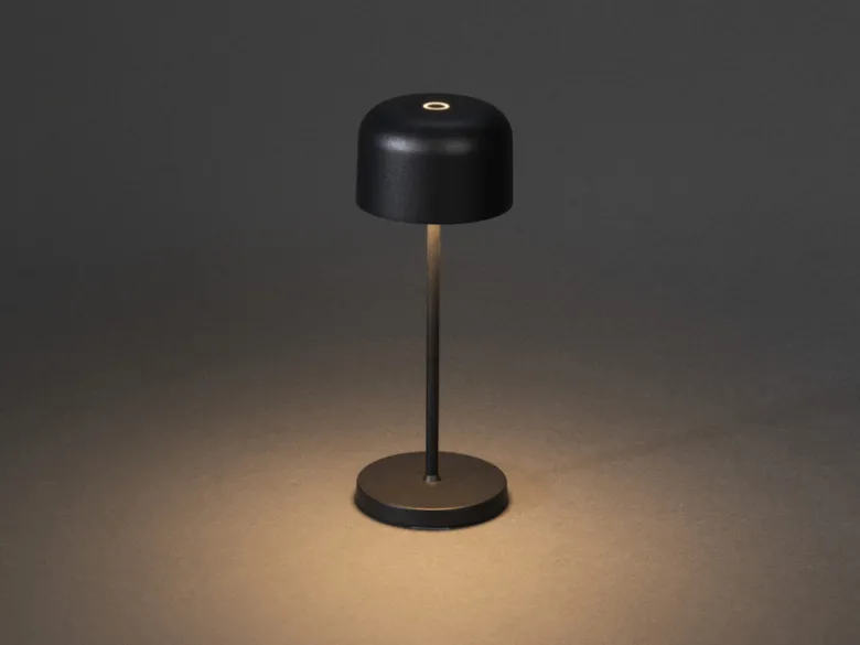 Kleine Akku Tischleuchte LILLE per USB aufladbar, Schwarz Höhe 20cm