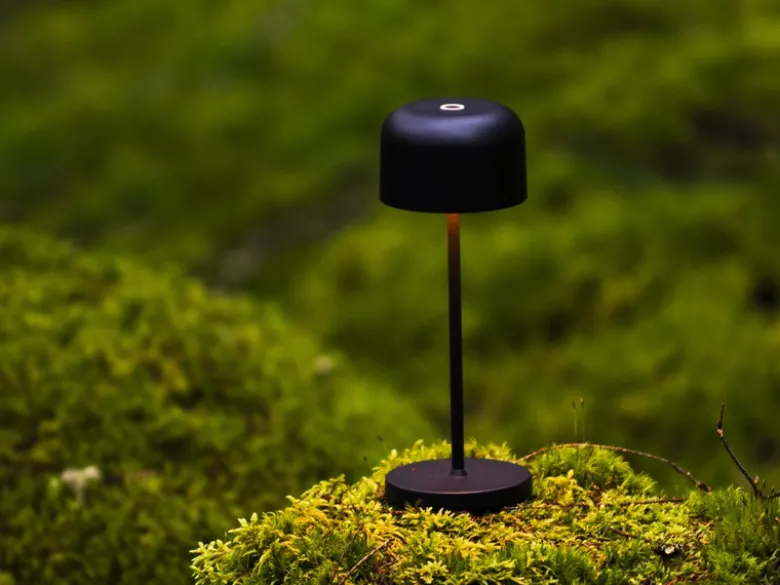Kleine Akku Tischleuchte LILLE per USB aufladbar, Schwarz Höhe 20cm