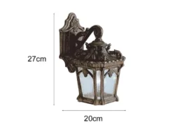 Kleine antike LED Außenwandleuchte hängend Bronzefarbig, Höhe 27cm