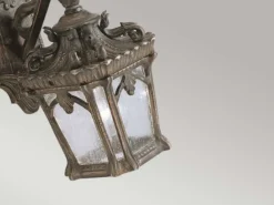 Kleine antike LED Außenwandleuchte hängend Bronzefarbig, Höhe 27cm