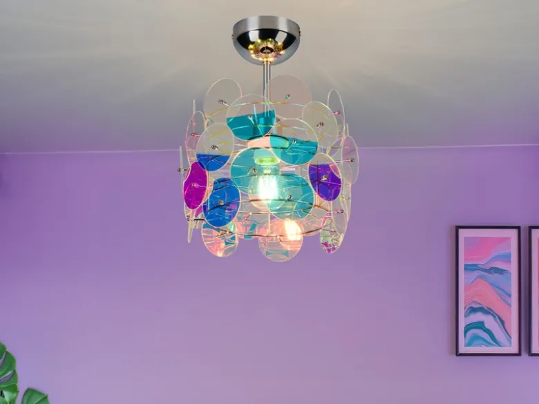 Kleine Deckenleuchte IRIDE aus irisierendem Kunststoff, Ø 25cm