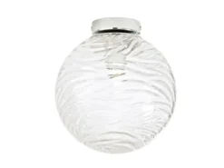 Kleine Deckenleuchte NEREIDE Glaskugel Wellenmuster Transparent, Ø 25cm