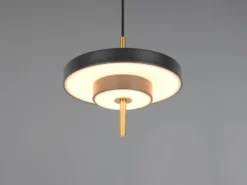 Kleine dimmbare LED Pendelleuchte KEATON im modernen Design, Schwarz Gold Ø 20cm