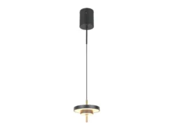 Kleine dimmbare LED Pendelleuchte KEATON im modernen Design, Schwarz Gold Ø 20cm