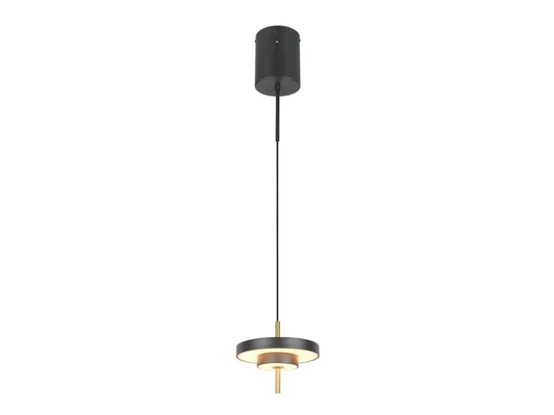 Kleine dimmbare LED Pendelleuchte KEATON im modernen Design, Schwarz Gold Ø 20cm