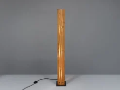 Kleine dimmbare LED Stehleuchte mit Naturholz, Höhe 120cm