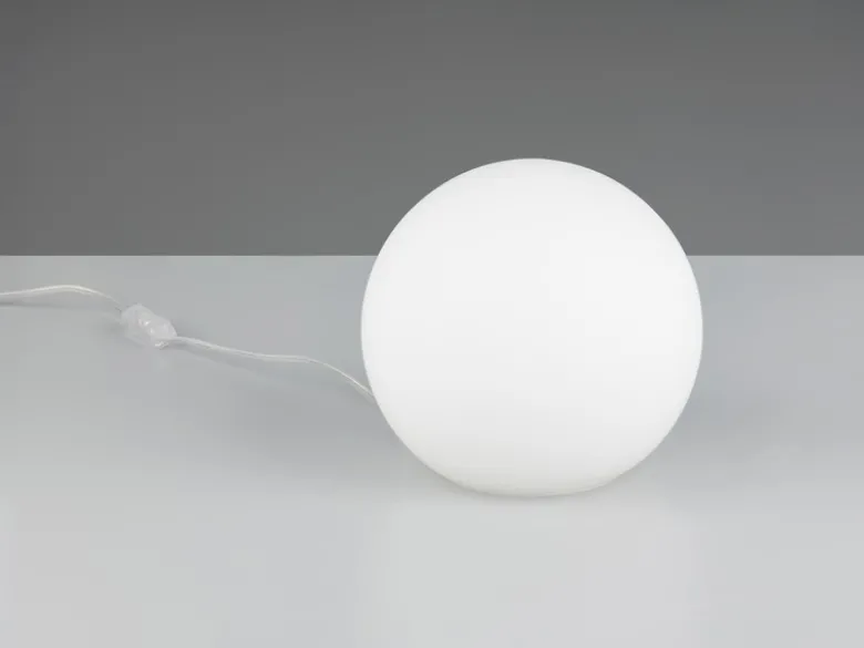 Kleine Glas Kugel Tischlampe Weiß Ø 20cm inkl. E27 LED