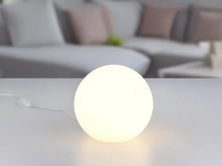 Kleine Glas Kugel Tischlampe Weiß Ø 20cm inkl. E27 LED