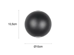 Kleine LED Außenwandleuchte AVISIO Up and Down, Kugel in Schwarz Ø 10cm