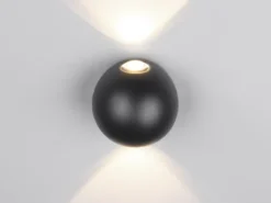 Kleine LED Außenwandleuchte AVISIO Up and Down, Kugel in Schwarz Ø 10cm