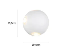 Kleine LED Außenwandleuchte AVISIO 4 flammig, Kugel in Weiß Ø 10cm