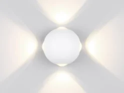Kleine LED Außenwandleuchte AVISIO 4 flammig, Kugel in Weiß Ø 10cm