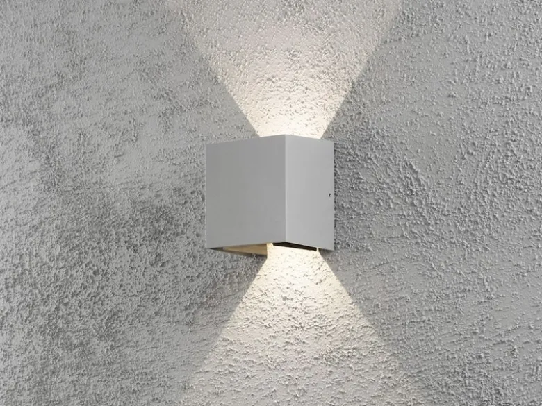 Kleine LED Außenwandleuchte CREMONA Up and Down Höhe 13,5cm, Grau
