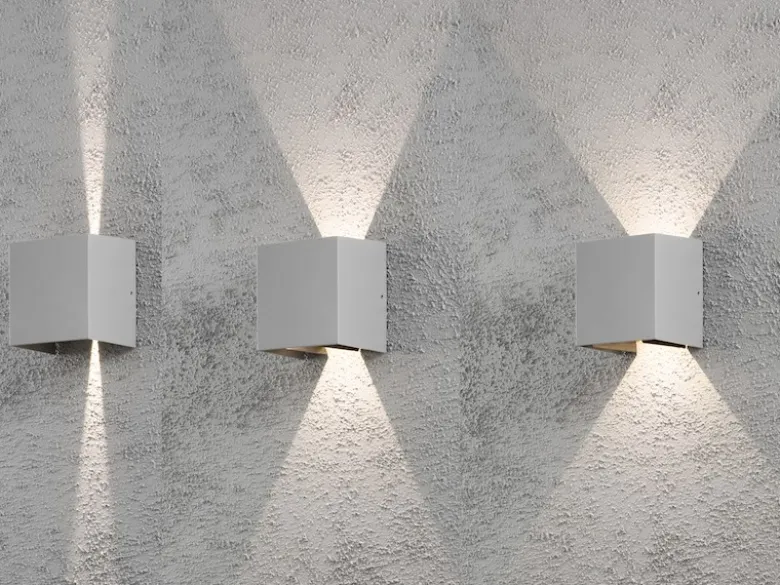 Kleine LED Außenwandleuchte CREMONA Up and Down Höhe 13,5cm, Grau