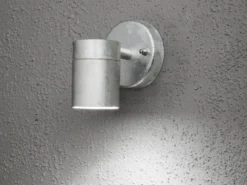 Kleine LED Außenwandleuchte Downlight, Höhe 9cm aus Stahl, Silber