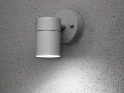 Kleine LED Außenwandleuchte Downlight, Höhe 9cm, Aluminium Grau