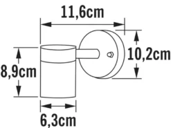 Kleine LED Außenwandleuchte Downlight, Höhe 9cm, Aluminium Grau