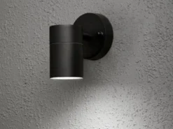 Kleine LED Außenwandleuchte Downlight, Höhe 9cm, Aluminium Schwarz