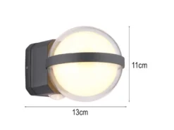Kleine LED Außenwandleuchte ILLI Kugel aus Aluminium in Anthrazit, Höhe 11cm