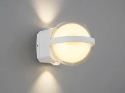 Kleine LED Außenwandleuchte ILLI Kugel aus Aluminium in Weiß, Höhe 11cm