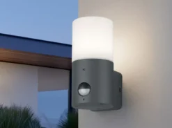 Kleine LED Außenwandleuchte mit Bewegungsmelder, Anthrazit, Höhe 17,5cm
