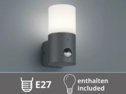Kleine LED Außenwandleuchte mit Bewegungsmelder, Anthrazit, Höhe 17,5cm