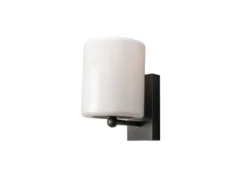 Kleine LED Außenwandleuchte mit Kunststoff Lampenschirm, Höhe 22cm