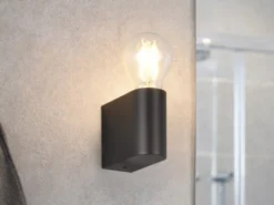 Kleine LED Bad Wandleuchte aus Kunststoff Schwarz, Höhe 8cm